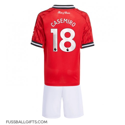 Manchester United Casemiro #18 Fußballbekleidung Heimtrikot Kinder 2025-26 Kurzarm (+ kurze hosen)